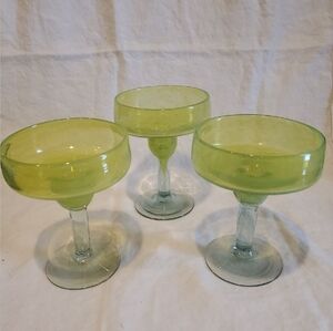 Set Of 3 Crate & Barrel Calypso Margarita Glasses